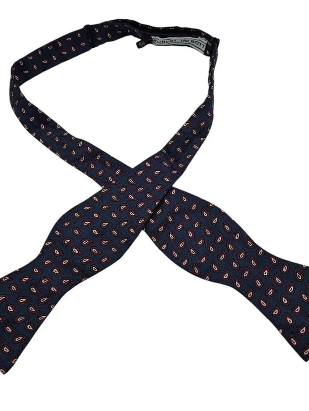 Robert Talbott Bow Tie Bowtie Silk Self Tie England Blue Red Paisley